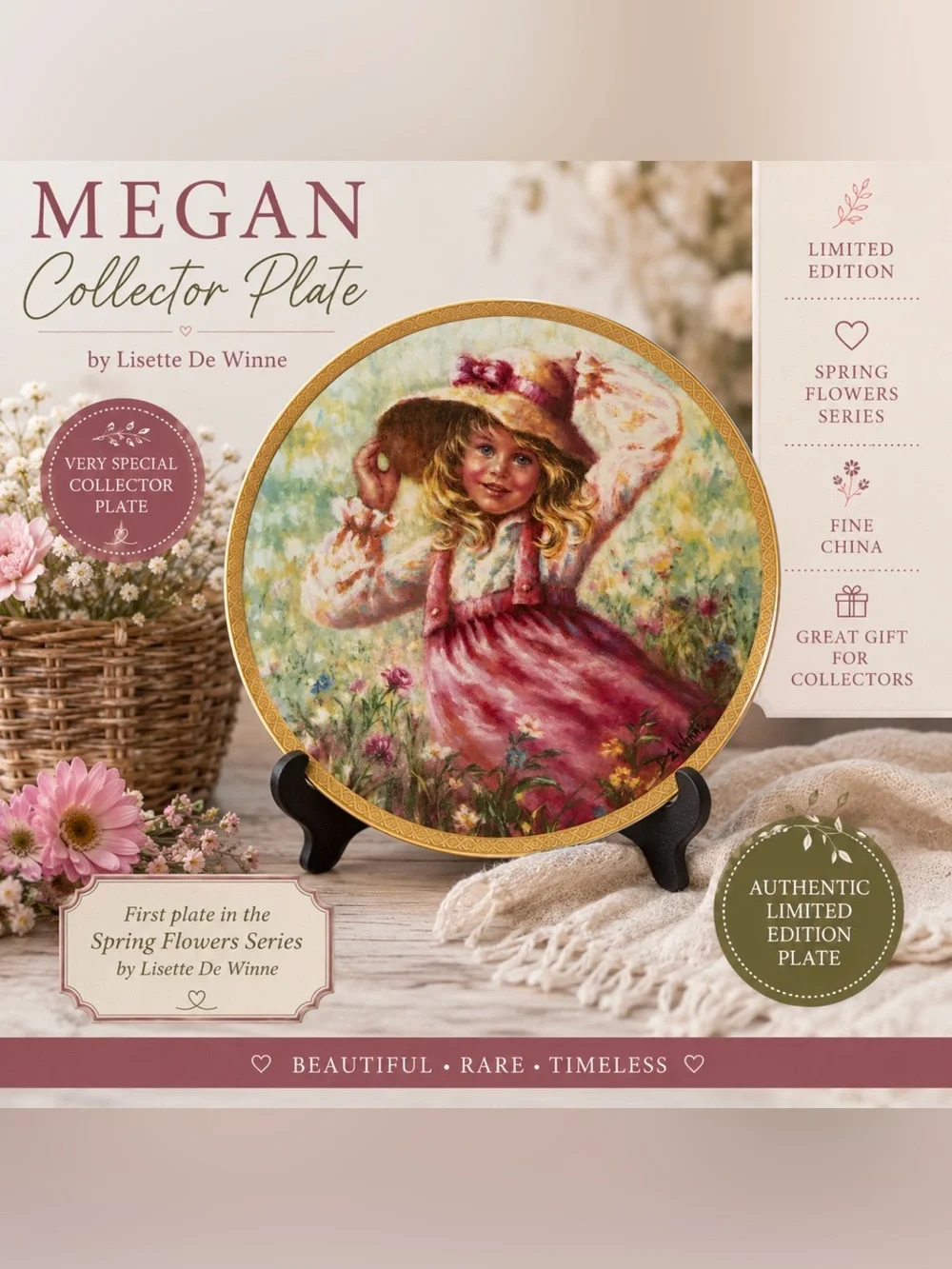 Vintage ‘84 Limited Edition Megan in Spring Flowers Series Collectors Plate